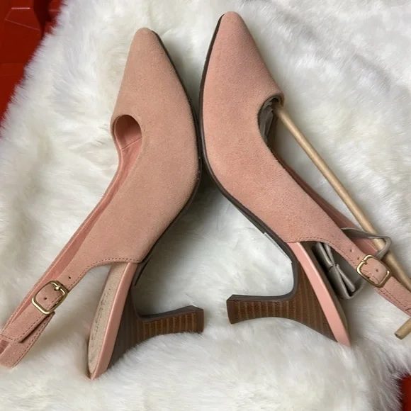 Clark’s shoes ,women NEW,Kataleyna step,peach suede,sling back leather pumps - Picture 5 of 15